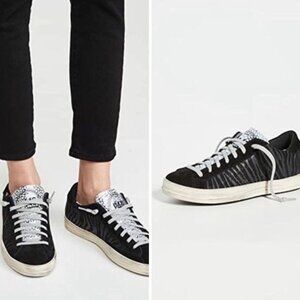 P448 John Black Silver Metallic Zebra Sneaker EU 40 US 9.5 10